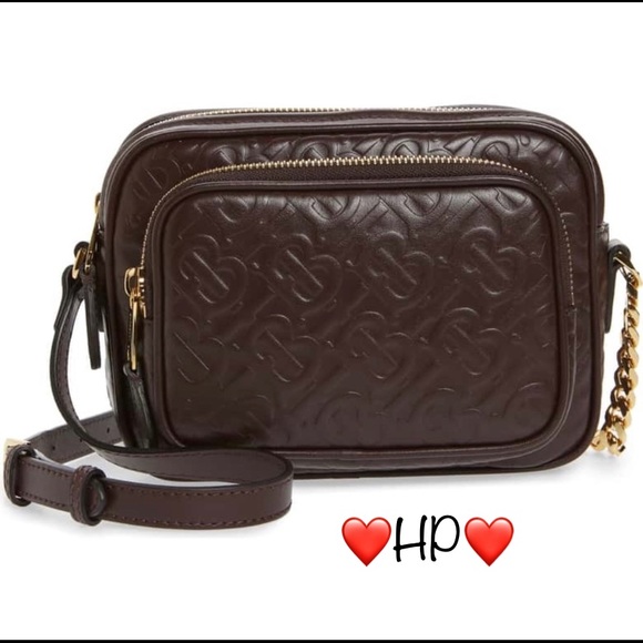 burberry small monogram leather camera bag